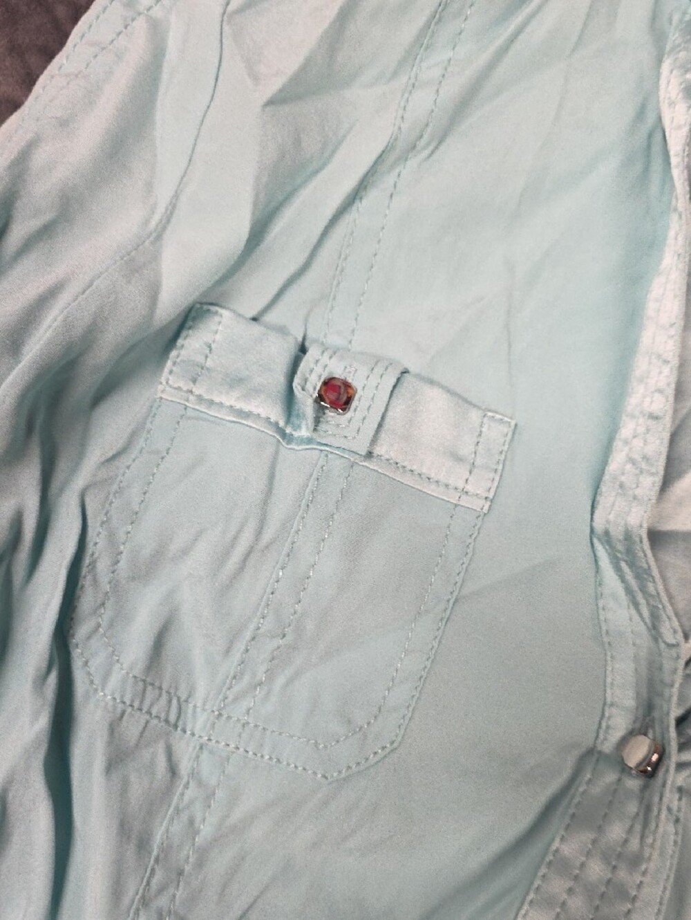Cache Light Aqua Button-Down Shirt - Picture 3 of 5